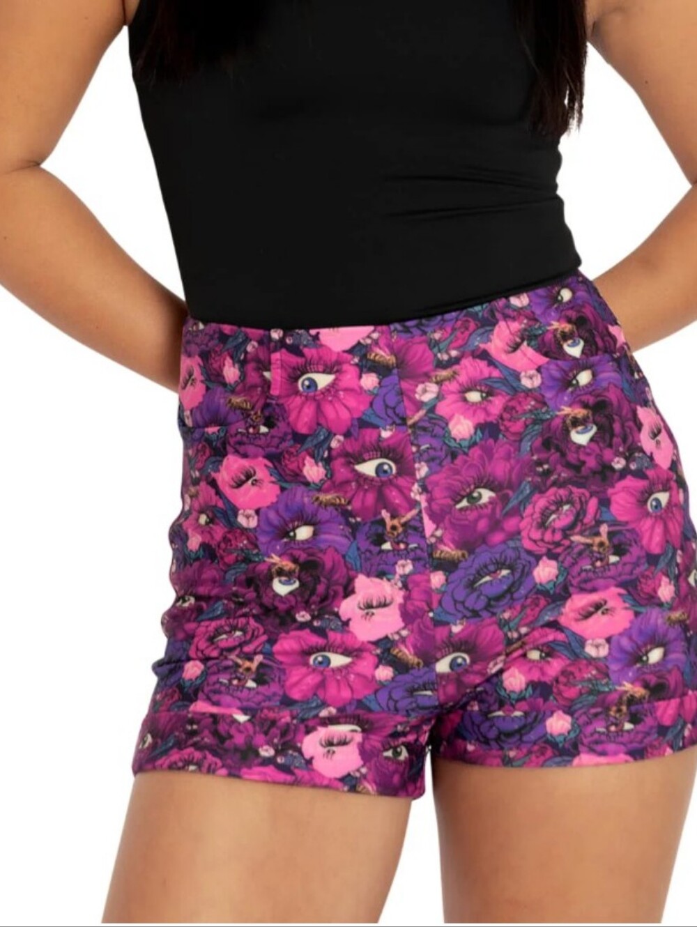 BlackMilk Peeking Peony Garden High Waisted Pocket Shorts